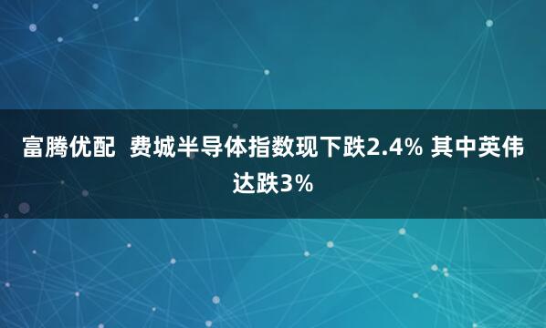 富腾优配  费城半导体指数现下跌2.4% 其中英伟达跌3%